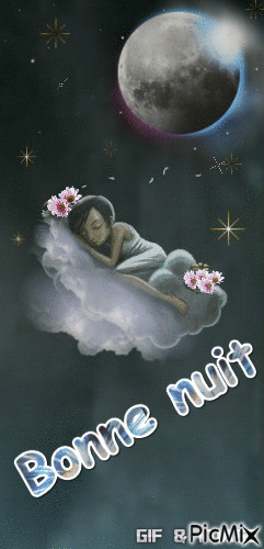 bonne nuit dans les nuages - Darmowy animowany GIF