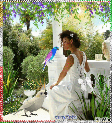 La mariée et l'oiseau - GIF animé gratuit