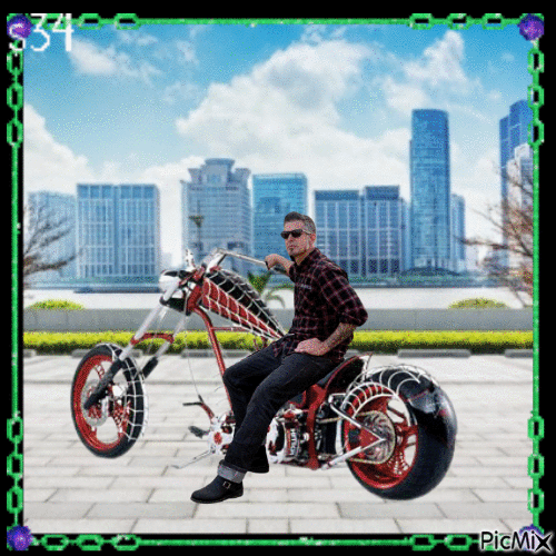 hombre con su moto - Nemokamas animacinis gif