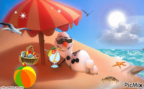 Olaf à la plage !! - GIF animé gratuit