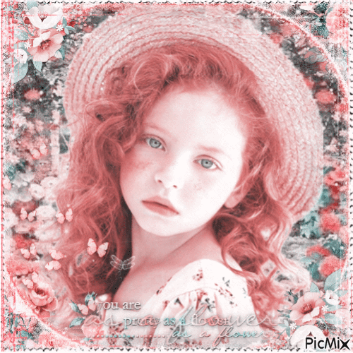 Portrait of a Pretty Little girl at summer time - GIF animado grátis