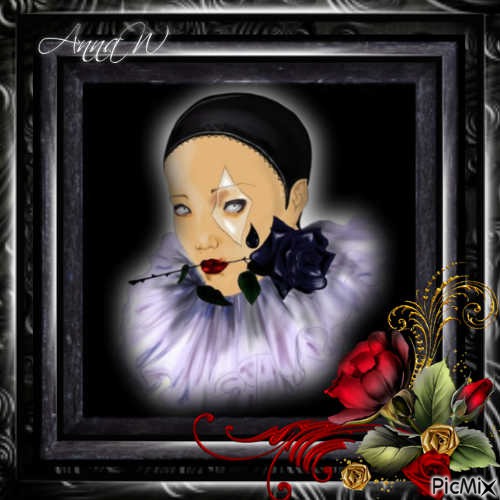 Black Portrait of Pierrot... - GIF animé gratuit