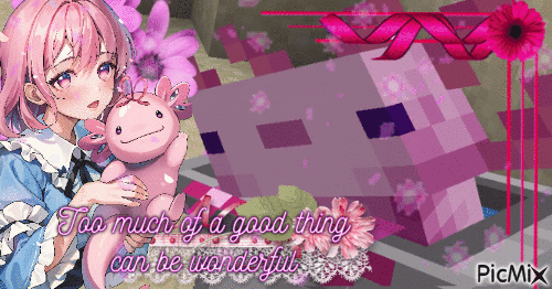 Yuyuko Saigyouji Minecraft Axolotl - Free animated GIF