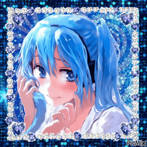 Blue Manga with glitter - Бесплатный анимированный гифка