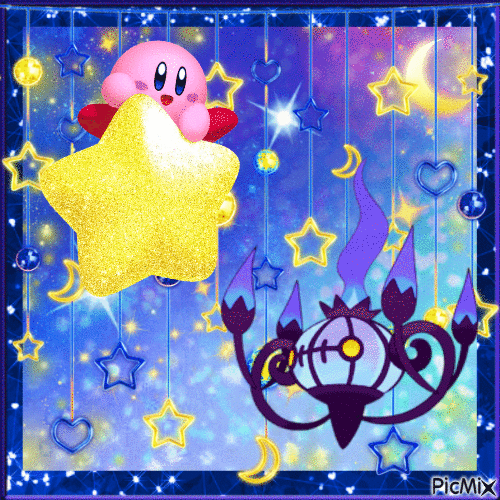 Kirby and Chandelure - GIF animate gratis