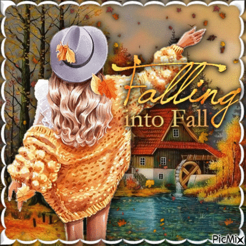 Autumn Woman in a Hat-RM-09-22-23 - GIF เคลื่อนไหวฟรี