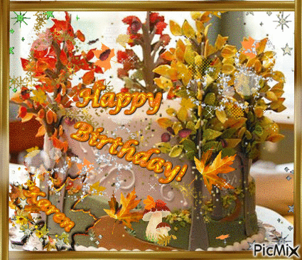 Fall Birthday Cake 2 - Free animated GIF