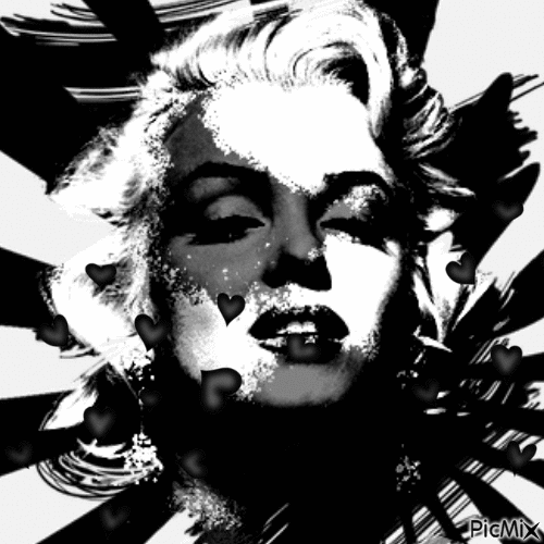 Marilyn Monroe  black and white - GIF animé gratuit