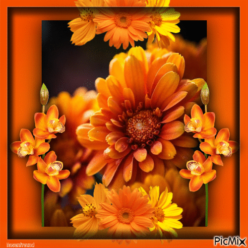 Orangefarbene Blüten - 無料のアニメーション GIF