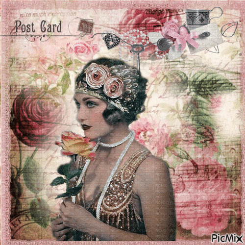 CARTE POSTALE TONS ROSES - Free animated GIF