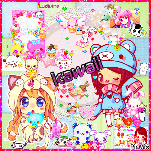 Kawaii... 🧡💛💚💙💜💗 - Gratis animerad GIF