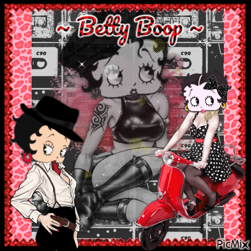 betty boop red and white - GIF animé gratuit