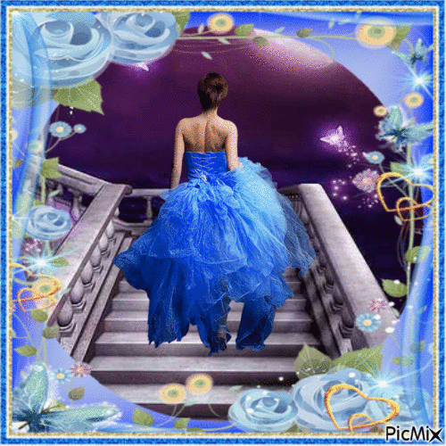 Lady In Blue - GIF animate gratis