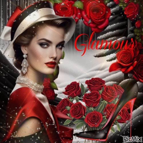 Glamouröse Frau in Rot - Besplatni animirani GIF