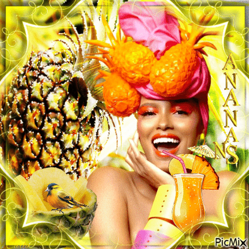 Femme with a Ananas. - GIF animado gratis