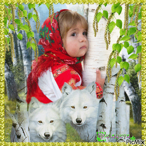 dans la forêt de l'enfant et les loups - Gratis animerad GIF
