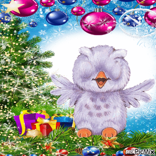 christmas owl - GIF เคลื่อนไหวฟรี