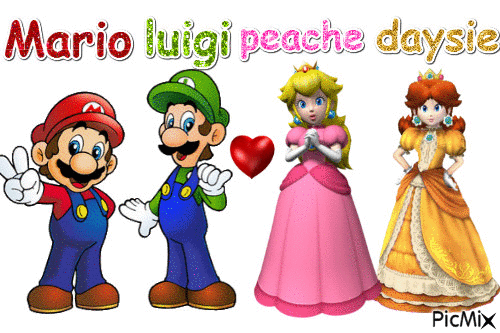 Mario  Luigi  Peache  Daysie <3<3 - Zdarma animovaný GIF