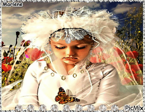 fille papillon diamants - Gratis animeret GIF