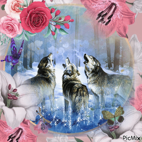 Contest: Wolf, spring, watercolor - Free animated GIF