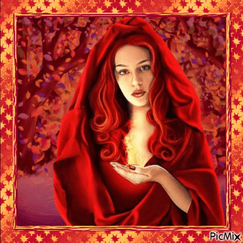 Portret van vrouw in het rood - Бесплатный анимированный гифка