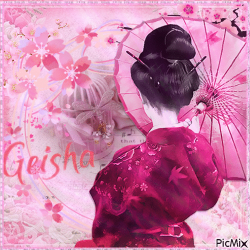 Geisha ton rose - GIF animado gratis