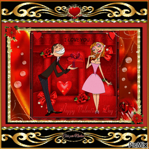 I Love You Happy Valentine Day - GIF animé gratuit