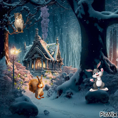 Зимний лес - 無料のアニメーション GIF