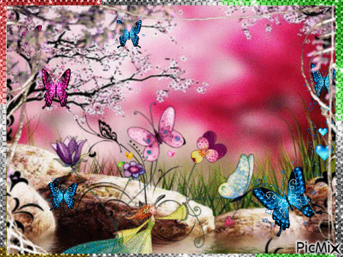 Les papillons - GIF animado grátis