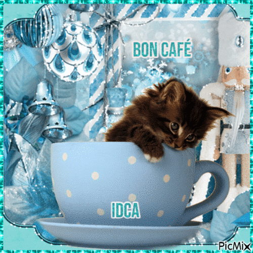 Pause café du chat - GIF animé gratuit