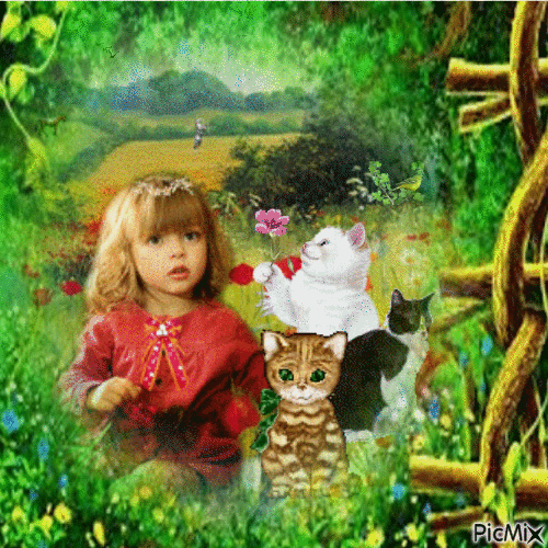 CHAT ET FLEUR - Free animated GIF