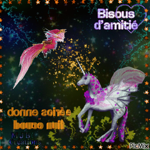 .Dragon et Licorne .. M J B Créations - Darmowy animowany GIF