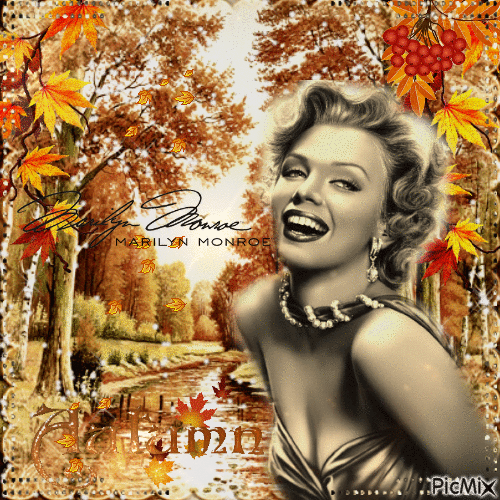 Marilyn Monroe im Herbst - Бесплатни анимирани ГИФ