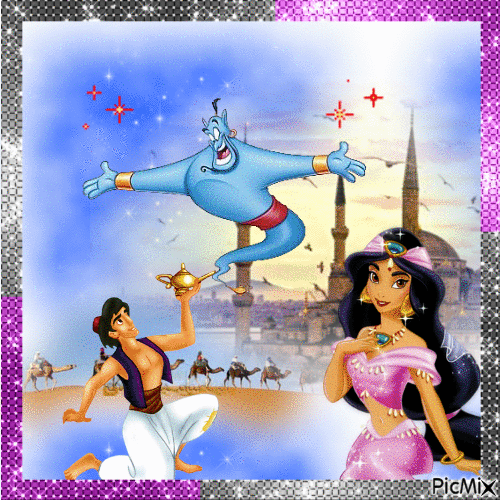 il Genio della Lampada  e Aladin - GIF เคลื่อนไหวฟรี
