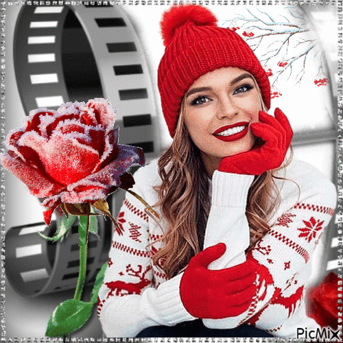 Зимняя роза - Безплатен анимиран GIF