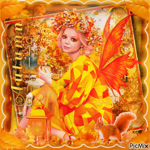 Autumn fairy - Orange tones - Ingyenes animált GIF