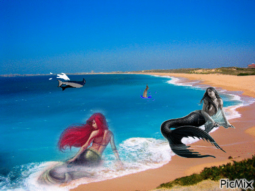 dauphins sirenes - Бесплатный анимированный гифка