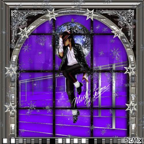 Michael Jackson dans les tons violets et argentés - Besplatni animirani GIF