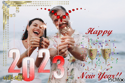 couple on new year celebration - GIF animé gratuit