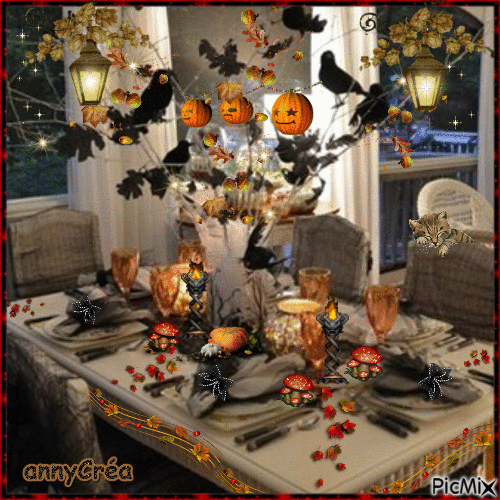 Table décorée Halloween - Δωρεάν κινούμενο GIF