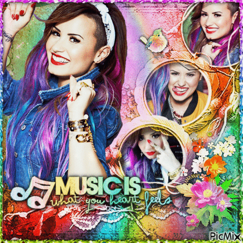 Demi Lovato - colorful - Ücretsiz animasyonlu GIF