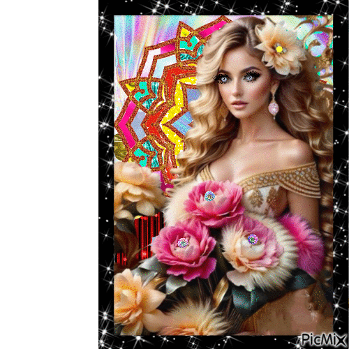 Donna Con fiori - Gratis geanimeerde GIF