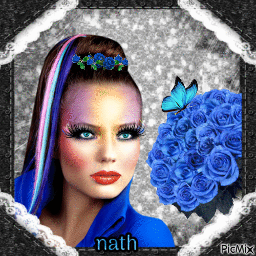 Les roses bleues,nath - GIF animé gratuit