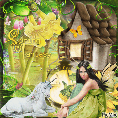 Concours : Fantasy avec une licorne et une fée - Ingyenes animált GIF