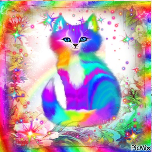 cat and rainbow contest - PNG gratuit