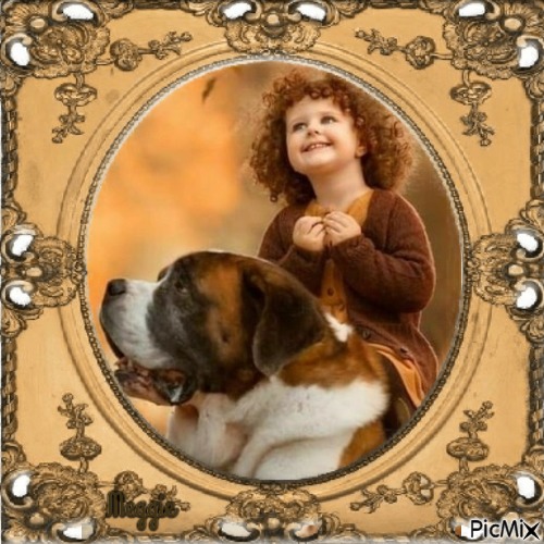 girl with dog - PNG gratuit
