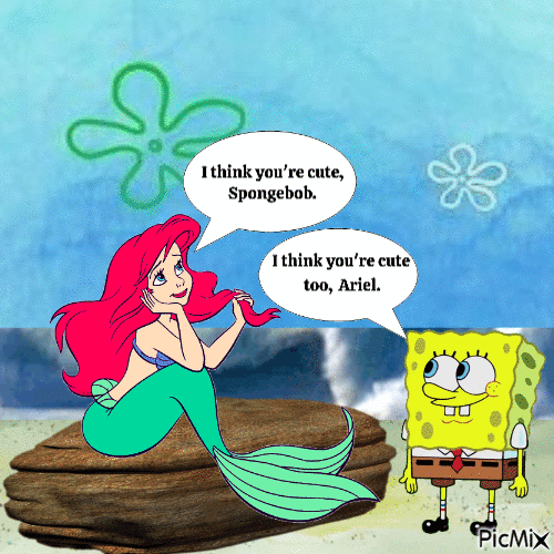 Ariel thinks Spongebob is cute (2) - Gratis geanimeerde GIF