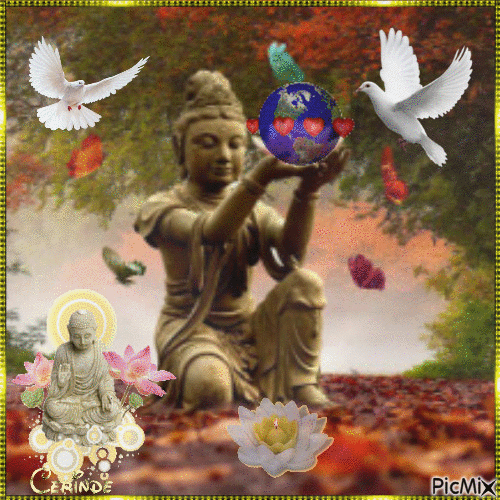 La méditation pour la paix mondiale - GIF animé gratuit