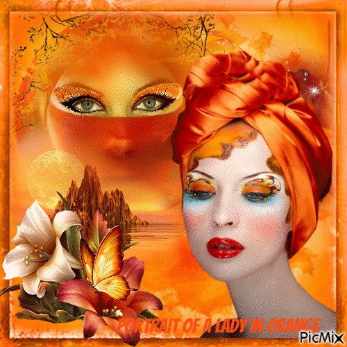Portrait Of A Lady In Orange - Animovaný GIF zadarmo
