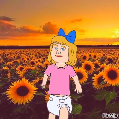 Baby in sunflower field - 免费PNG